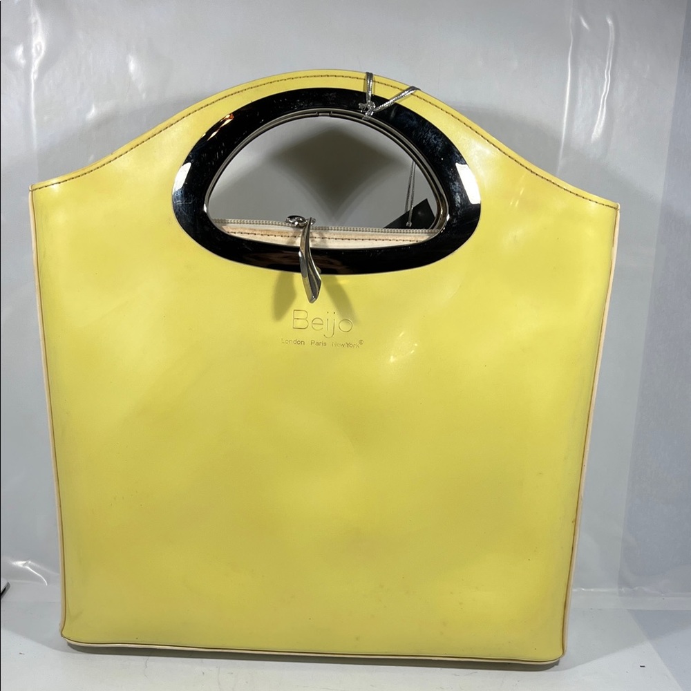 Beijo Lemon Yellow Tote with Black Accents